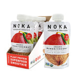 NOKA Superfood Pouches (Mango Coconut) 6 Pack | 100% Organic Fruit And Veggie Smoothie Squeeze Packs | Non GMO, Gluten Free, Vegan, 5g Plant Protein